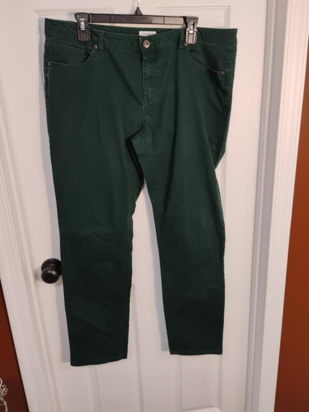 Liz Claiborne Classic Fit Straight Jeans Size 16 Forest Green Stretch